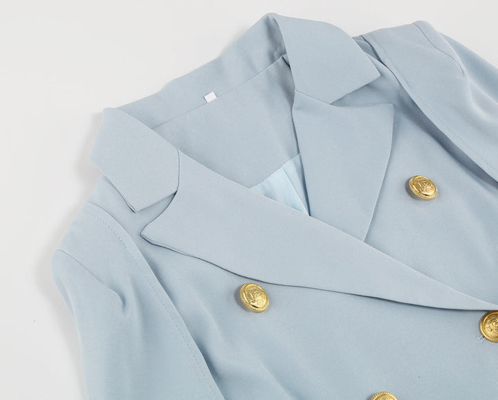Stilla | Blazer Mini Kjole med Bælte og Gyldne Knapdetaljer