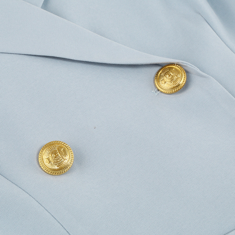 Stilla | Blazer Mini Kjole med Bælte og Gyldne Knapdetaljer