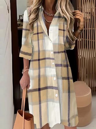 Stilla | Delikat Elegante Blonder Skjorte Kjole