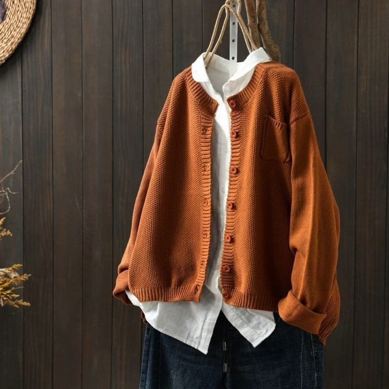 Stilla | Cardigan Strik Knaplukning Oversized Fit Blød og Behagelig