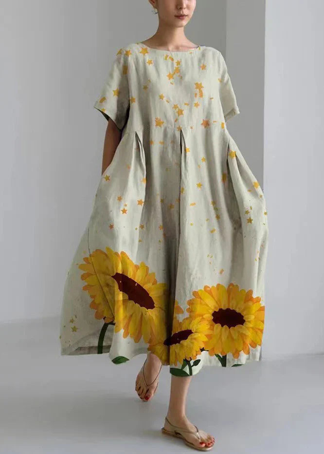 Stilla | Midi Kjole Med Blomster Mønster