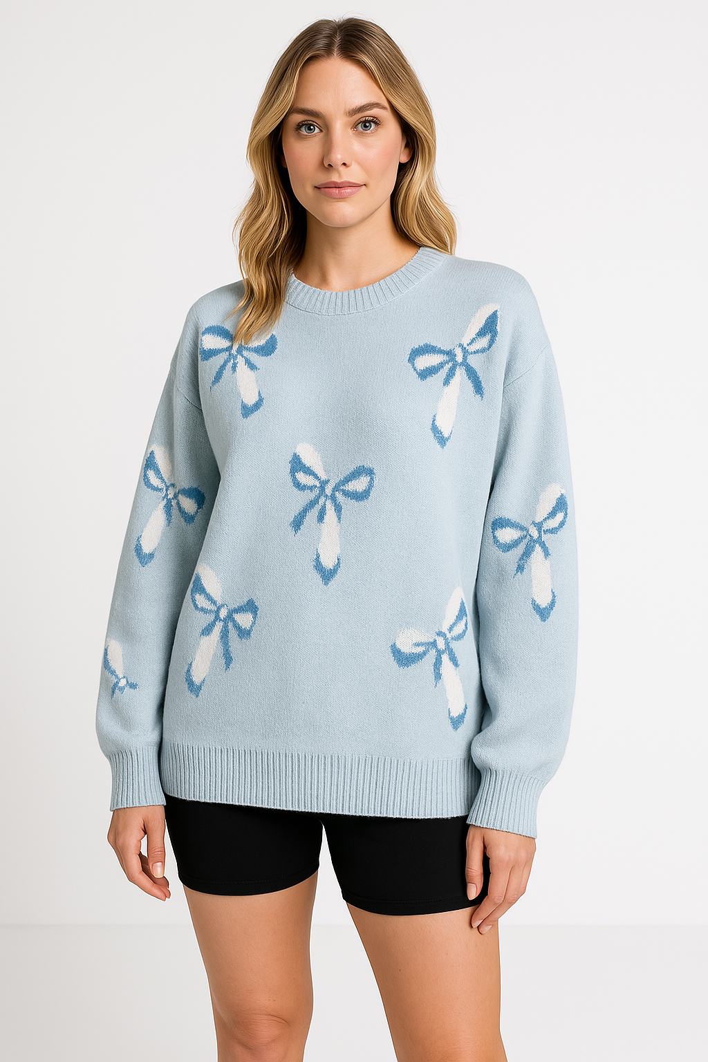 Stilla | Pullover over størrelse pasform uldstrik jacquard sløjfemønster rund hals