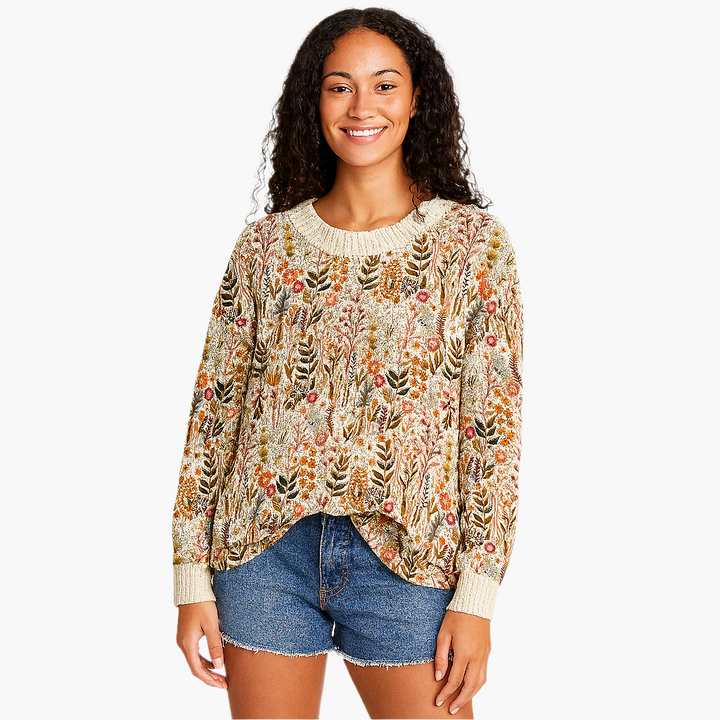 Stilla | Pullover I Den Florale Vintage-Stil - Ideel til Fritid og Hverdag