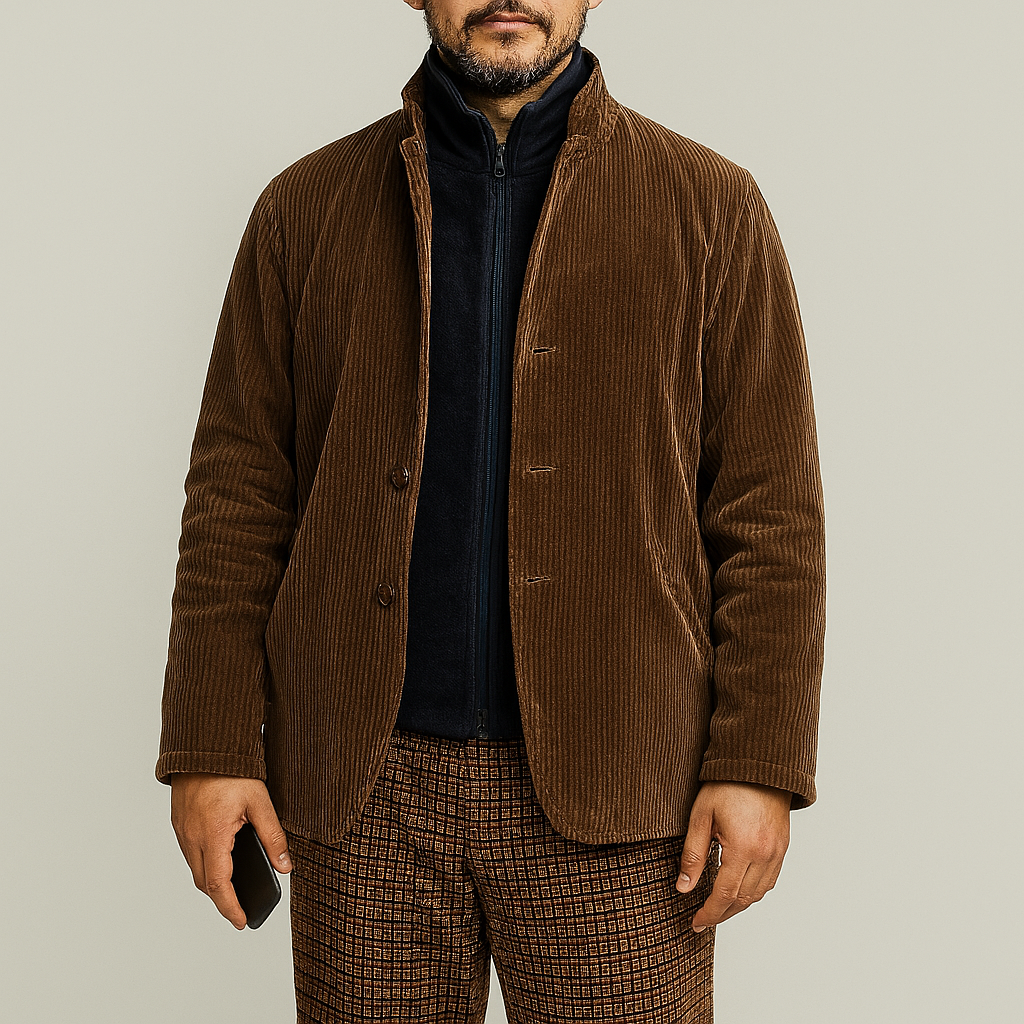Stilla | Retro Casual Ensfarvet Herrejakke