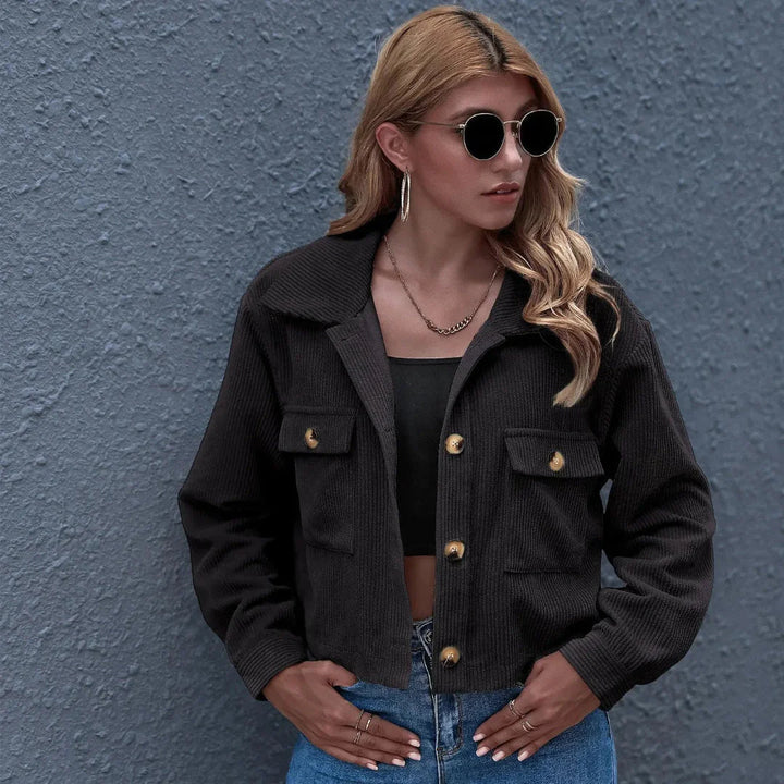 Stilla | Krave Cropped Cord-Jakke