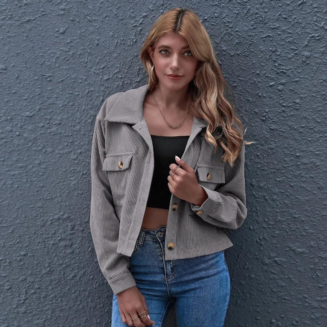 Stilla | Krave Cropped Cord-Jakke