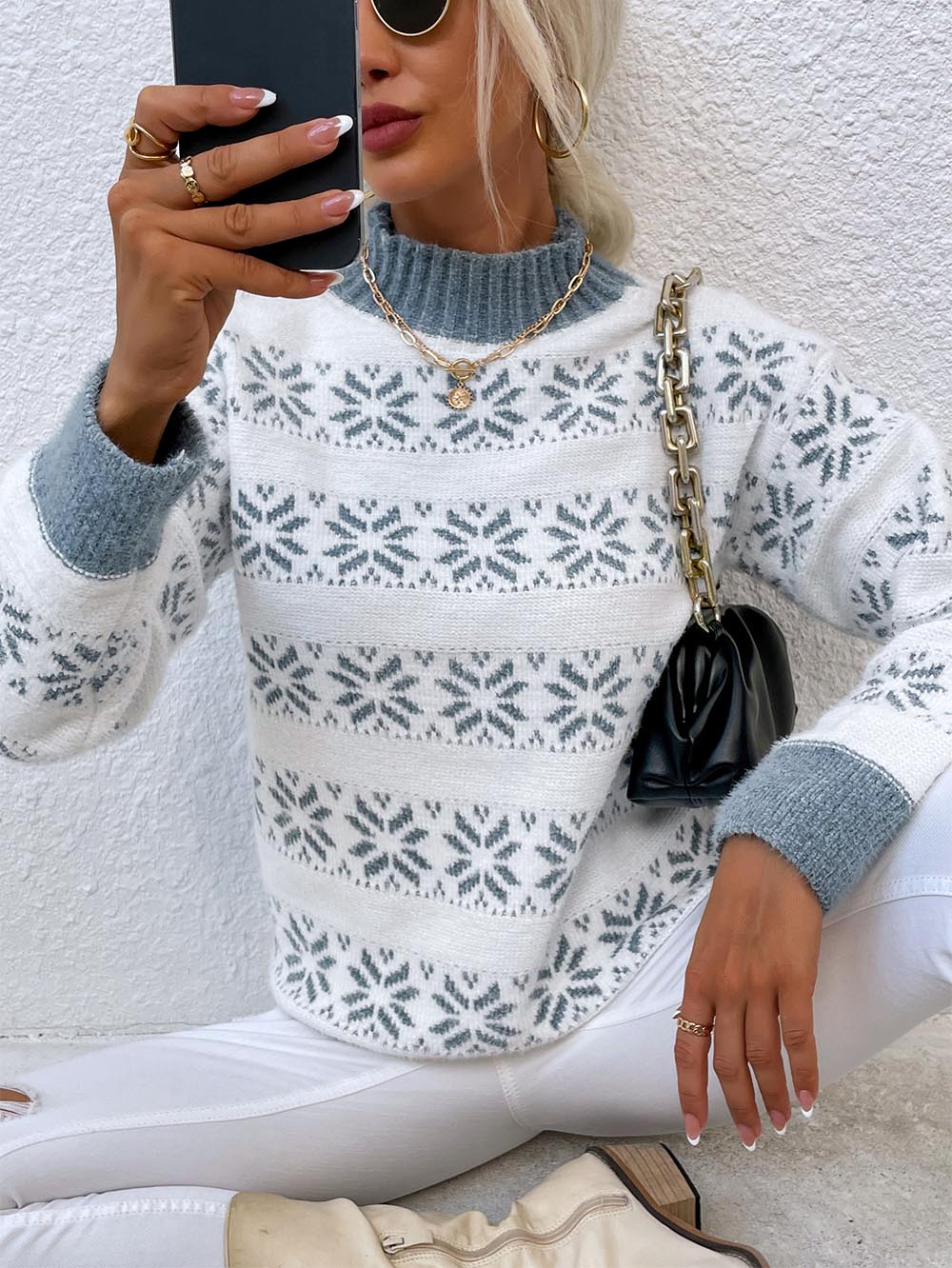 Stilla | Pullover med snefnug-Jacquard