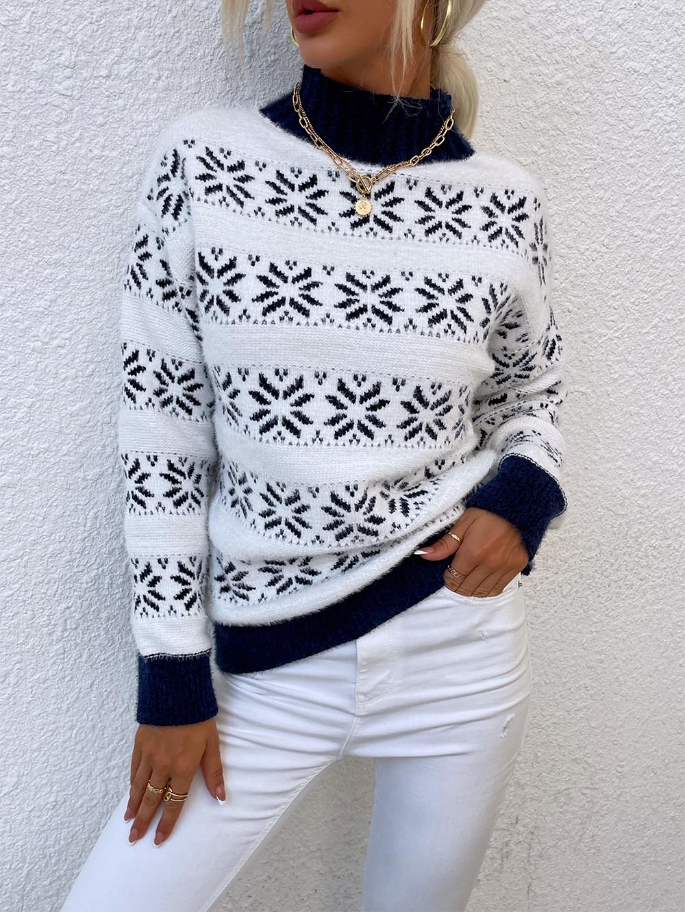 Stilla | Pullover med snefnug-Jacquard
