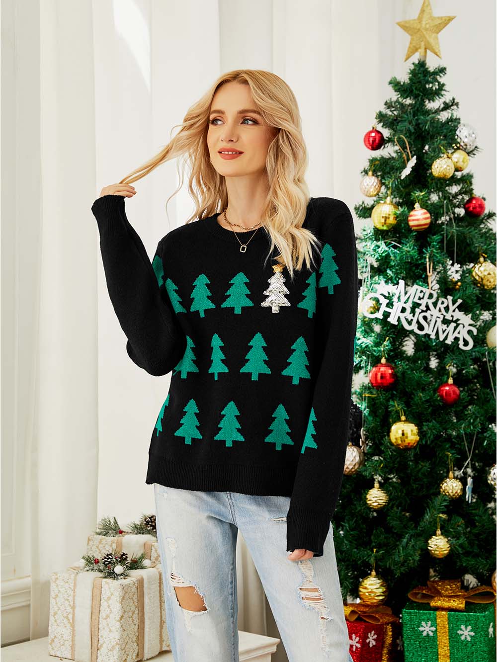 Stilla | Juletræ Pullover Til Damer