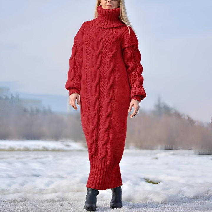 Stilla | Hyggeligt Strikkjole Med Oversized Turtleneck