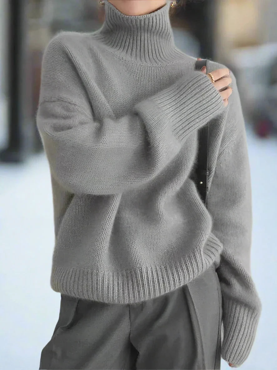 Stilla | Rullekrave sweater Strik Oversized Fit Lange ærmer Behagelig