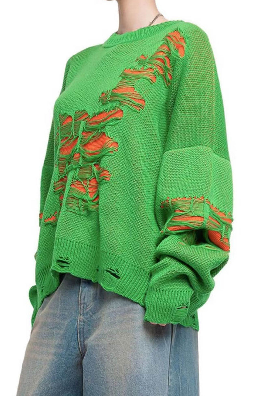 Stilla | Pullover med kontrasterende, slidt udseende