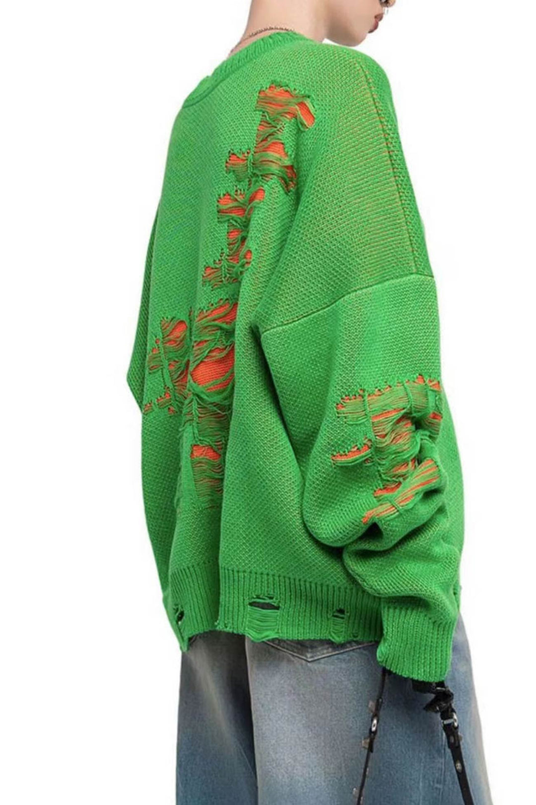 Stilla | Pullover med kontrasterende, slidt udseende