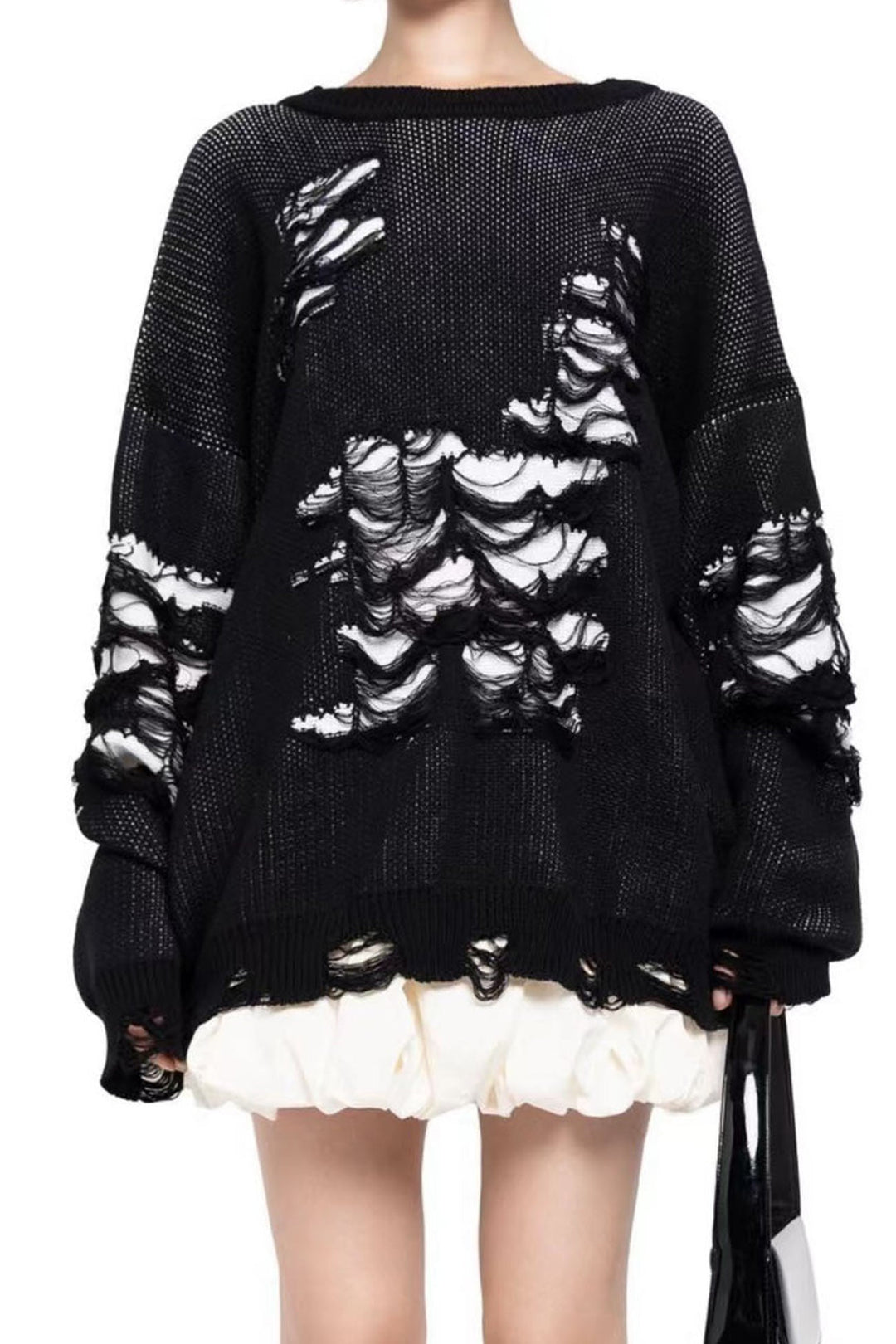 Stilla | Pullover med kontrasterende, slidt udseende