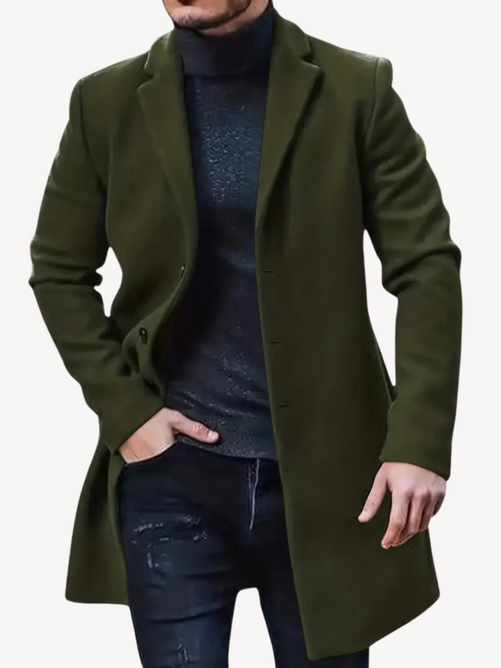 Stilla | Trench Coat Skræddersyet Pasform Uld Følelse Medium Længde Revers Krave 3-Knap Lukning