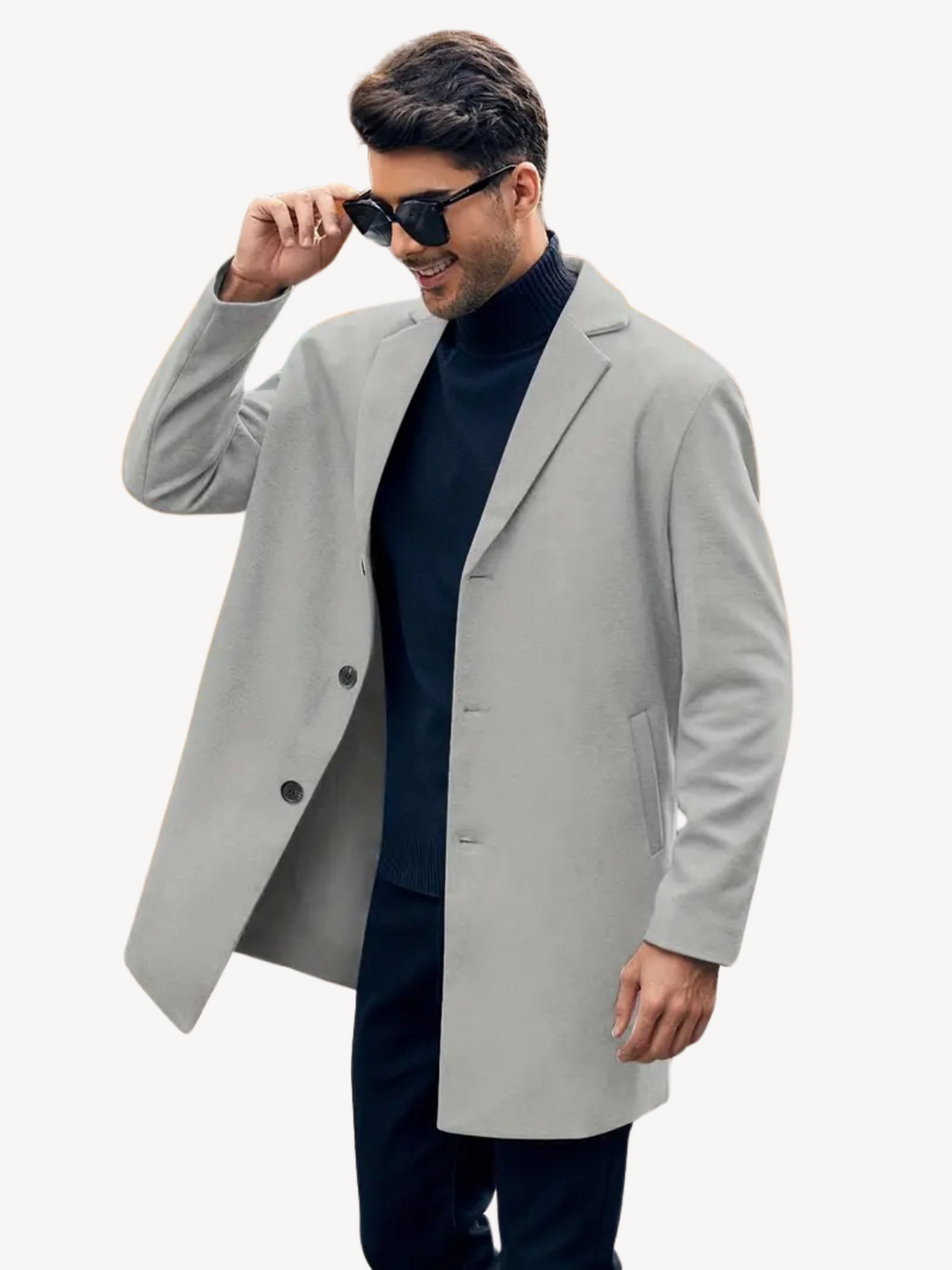Stilla | Trench Coat Skræddersyet Pasform Uld Følelse Medium Længde Revers Krave 3-Knap Lukning