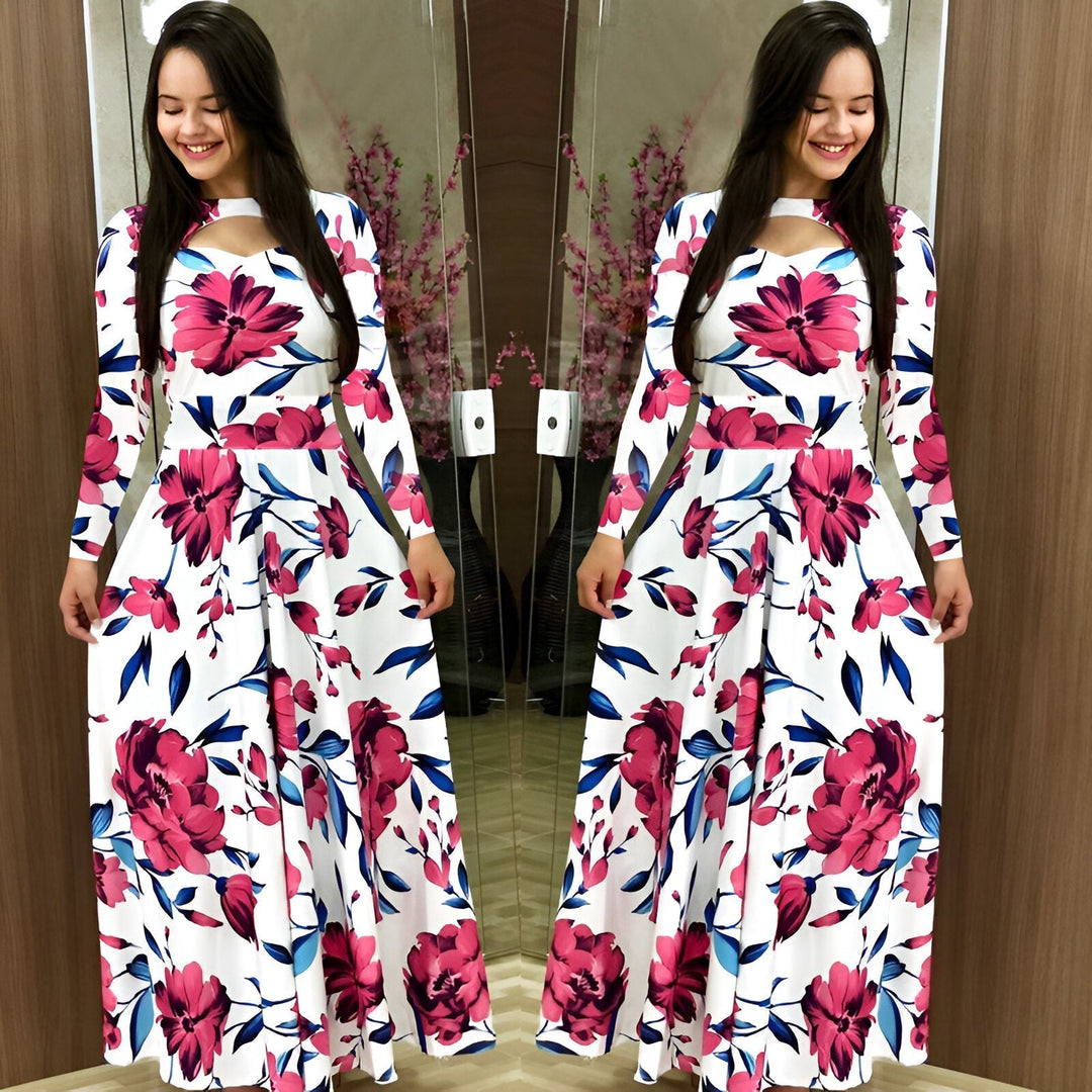 Stilla | Elegante Blomster Maxi Kjole Til Efteråret