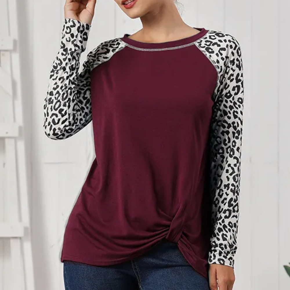 Stilla | Kvindelig Langærmet T-Shirt med Leopardmønster
