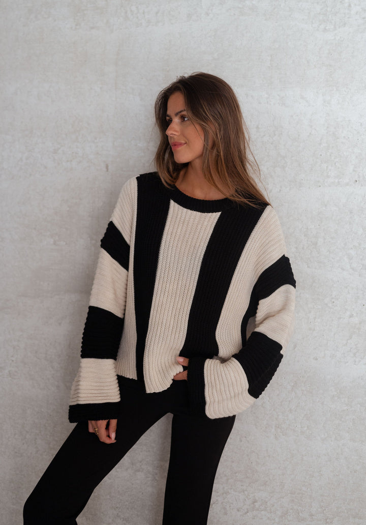 Stilla | Stribet Damen Strikpullover