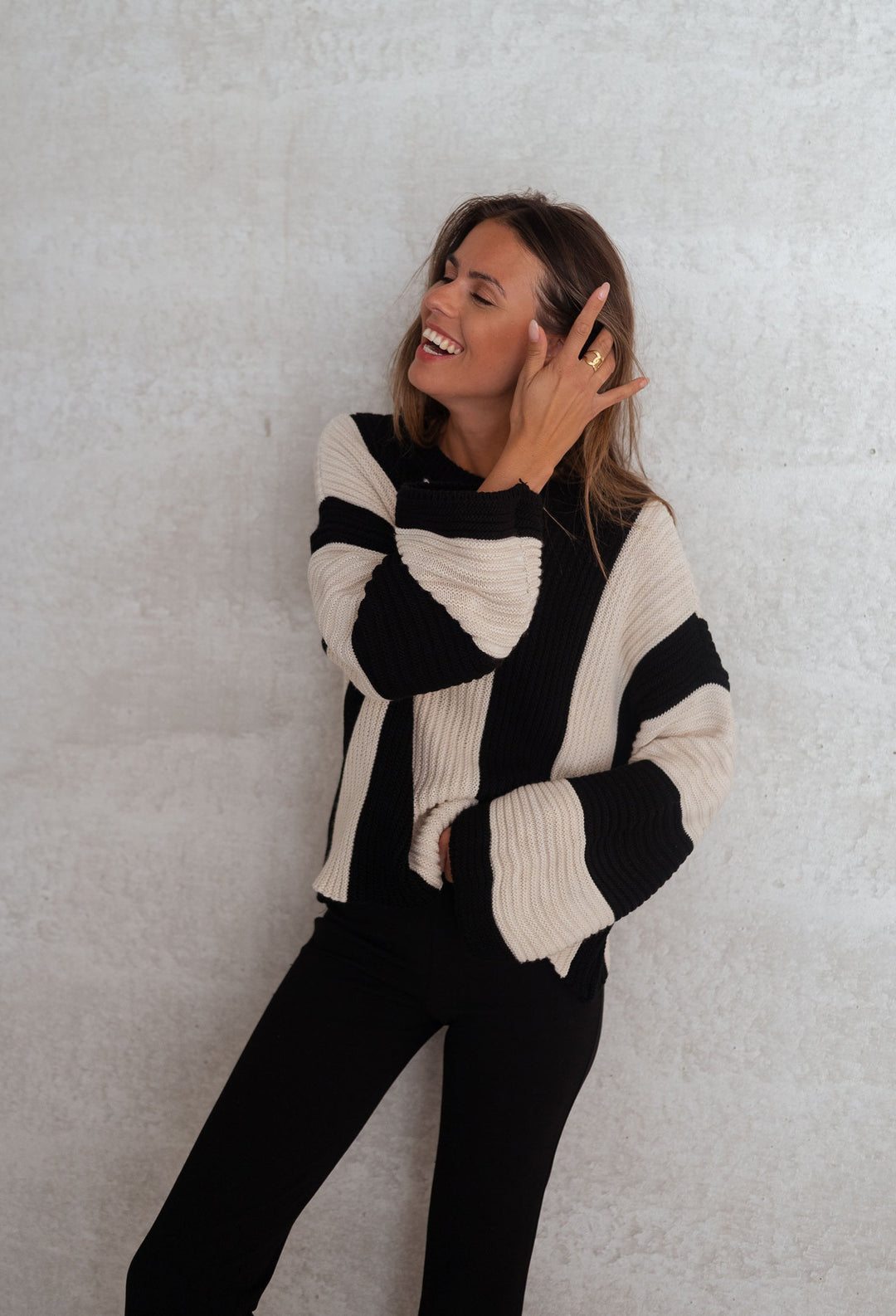 Stilla | Stribet Damen Strikpullover