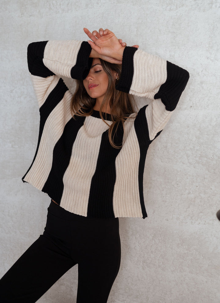 Stilla | Stribet Damen Strikpullover