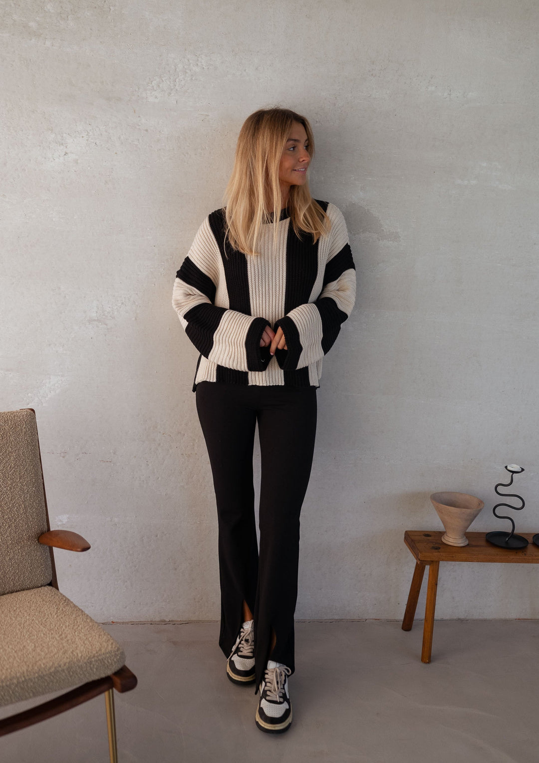 Stilla | Stribet Damen Strikpullover