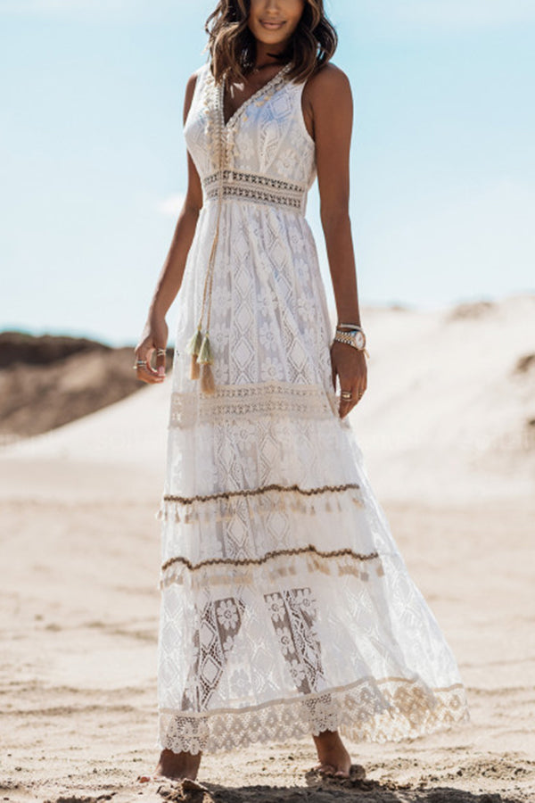 Stilla | Boho Kisses Maxi Kjole Med Frynser Og Blonder