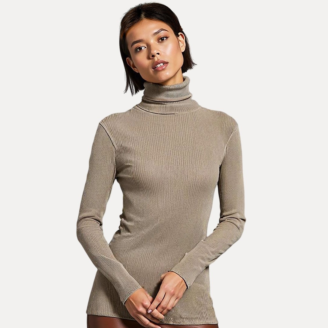 Stilla | Rullekravepullover med Ribstruktur
