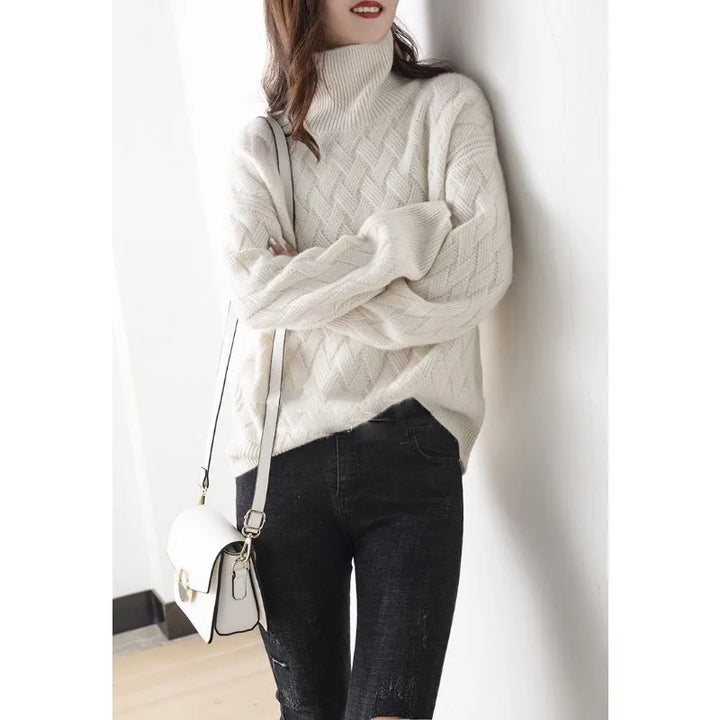 Stilla | Rullekrave sweater Kabelstrik Blød uldmix Løs pasform
