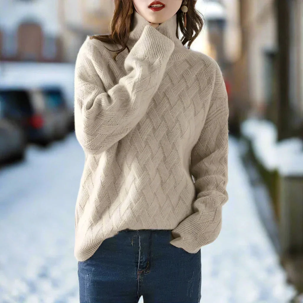 Stilla | Rullekrave sweater Kabelstrik Blød uldmix Løs pasform