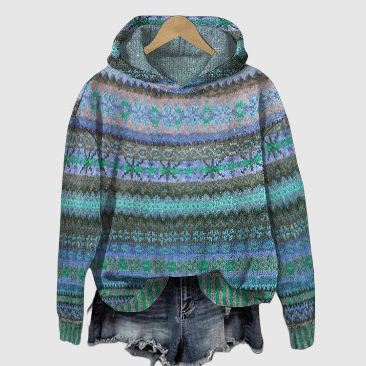 Stilla | Hoodie med norsk mønster - Striktrøje med hætte