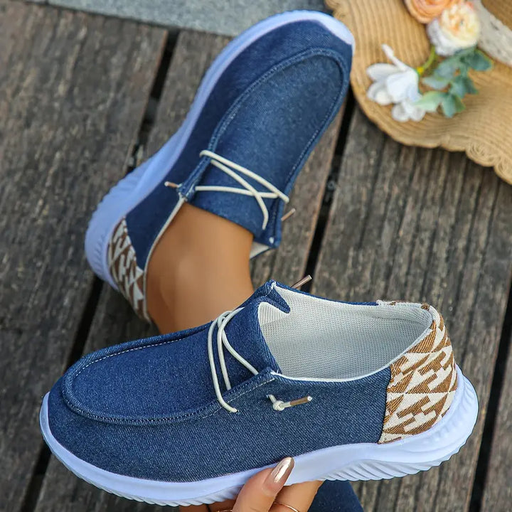 Stilla | Dame Canvas Slip on Mokwiski Lys Og Komfortable Med Leopardtryk