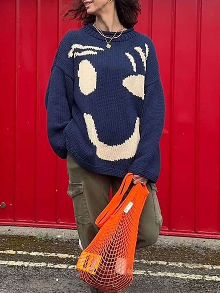 Stilla | Overstørrelse Dame Sweatshirt Af Strik Med Lange Ærmer