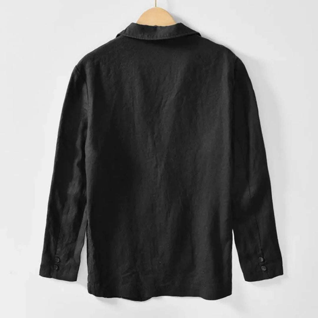 Stilla | Læderagtig Linned Blazer