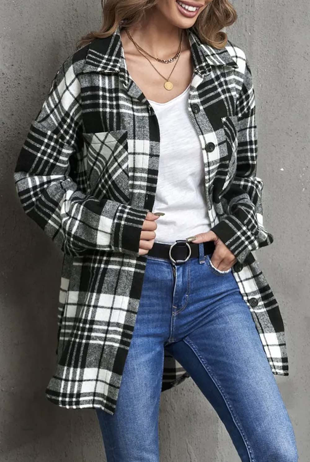 Stilla | Elegant Rutet Skjortekjole Til Damer