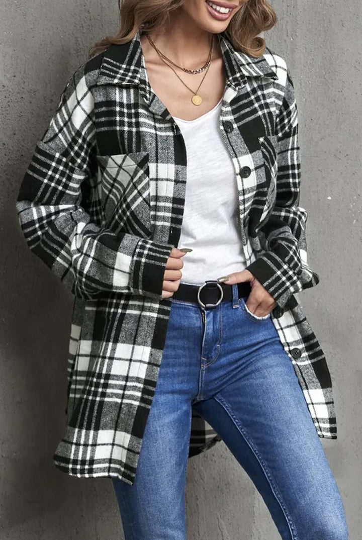 Stilla | Elegant Rutet Skjortekjole Til Damer