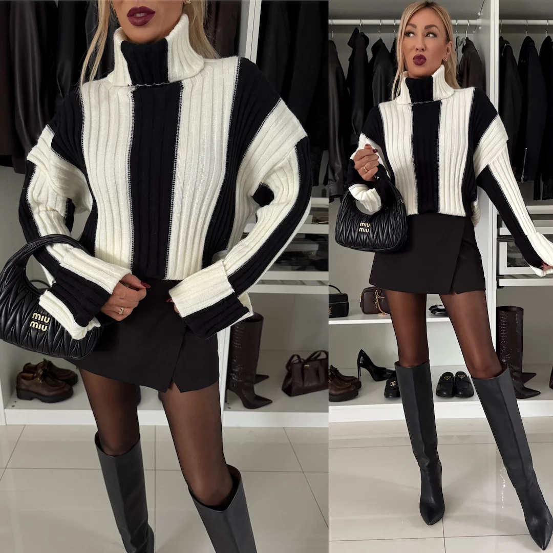 Stilla | Stribet Rullekravepullover