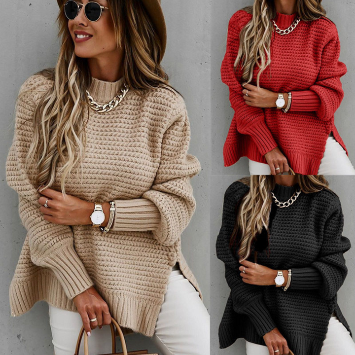 Stilla | Lang Strikpullover Med Slidsere