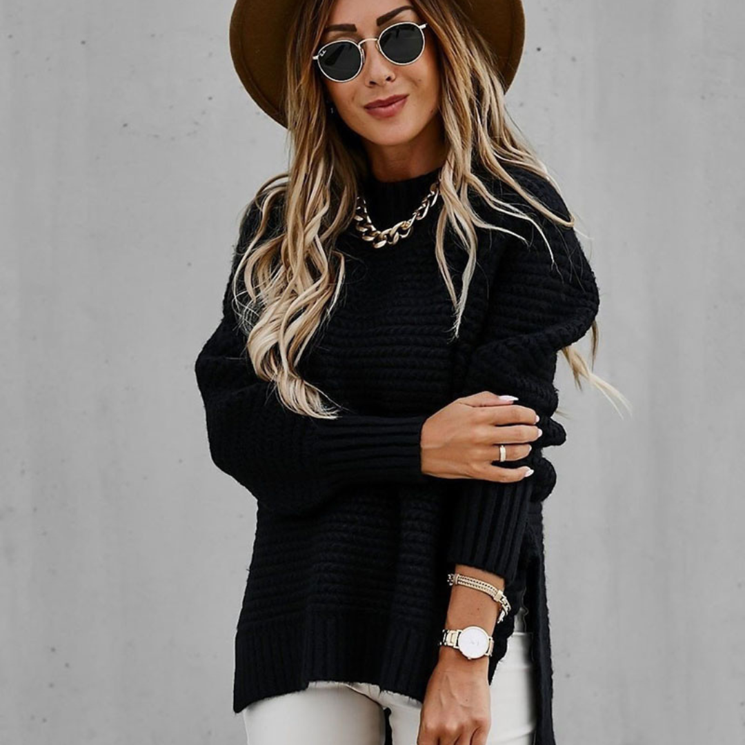 Stilla | Lang Strikpullover Med Slidsere
