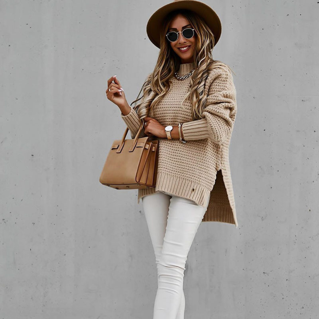 Stilla | Lang Strikpullover Med Slidsere