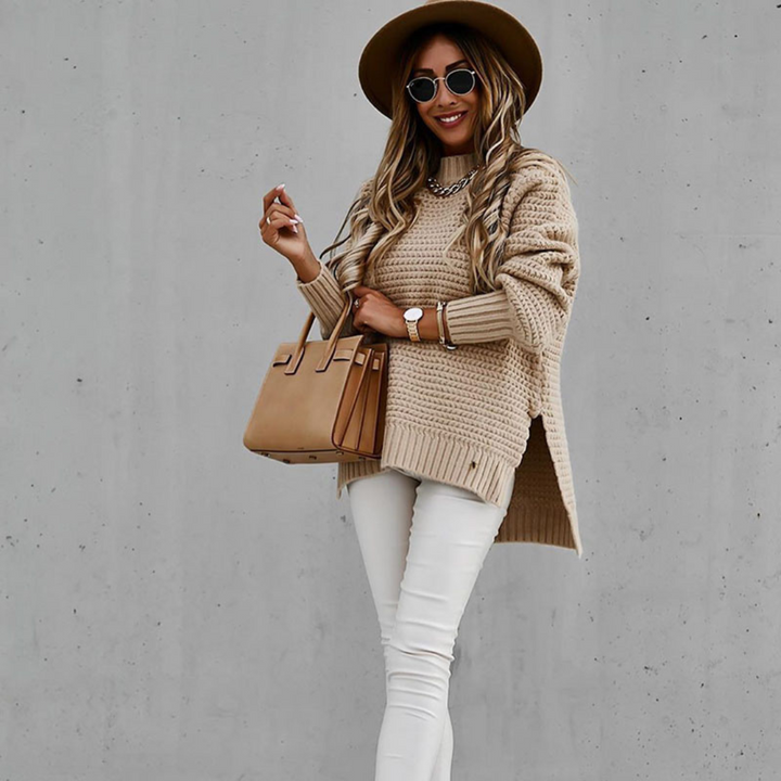 Stilla | Lang Strikpullover Med Slidsere