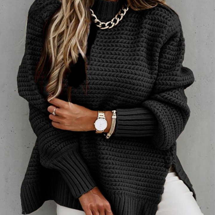 Stilla | Lang Strikpullover Med Slidsere