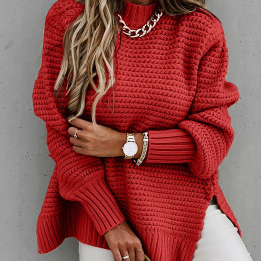 Stilla | Lang Strikpullover Med Slidsere