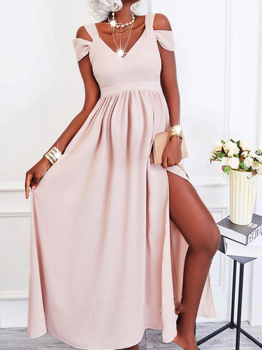 Stilla | Gravidkjole Skæring Slids Maxi Gravidkjole Elegante Elegante Kjole