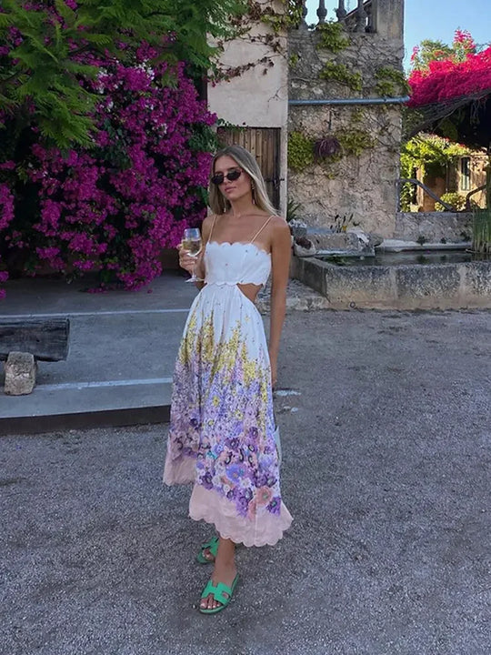 Stilla | Elegant Blomsterkjole Isabella Med Dybt Rygudskæring