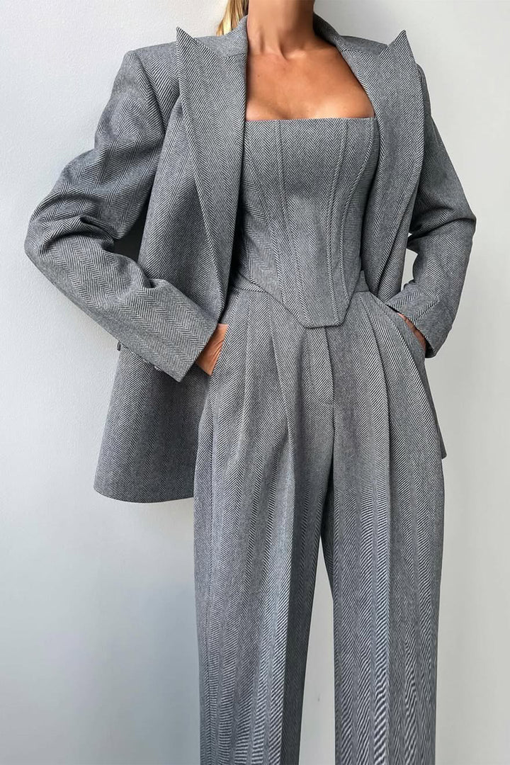Stilla | Tre-Delt Jakkesæt med Dobbelt Blazer