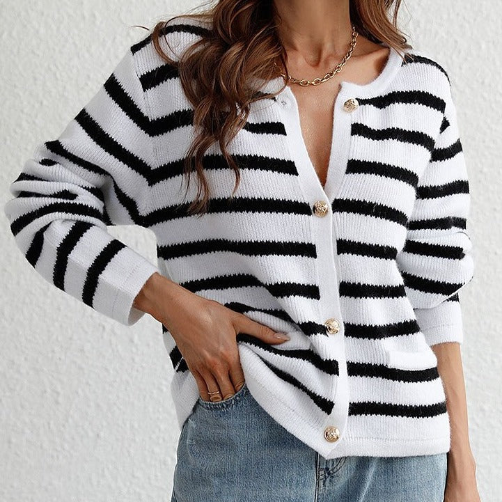 Stilla | Stribet Cardigan til Kvinder