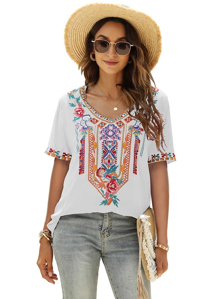 Stilla | Bluse Slim Mexicansk Broderet