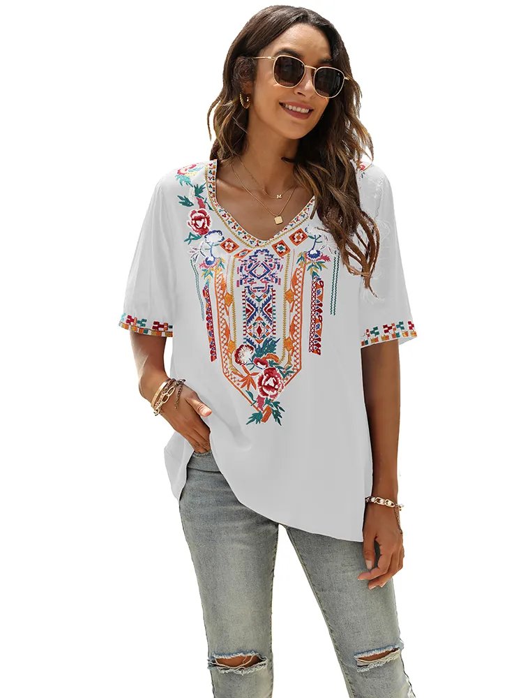 Stilla | Bluse Slim Mexicansk Broderet