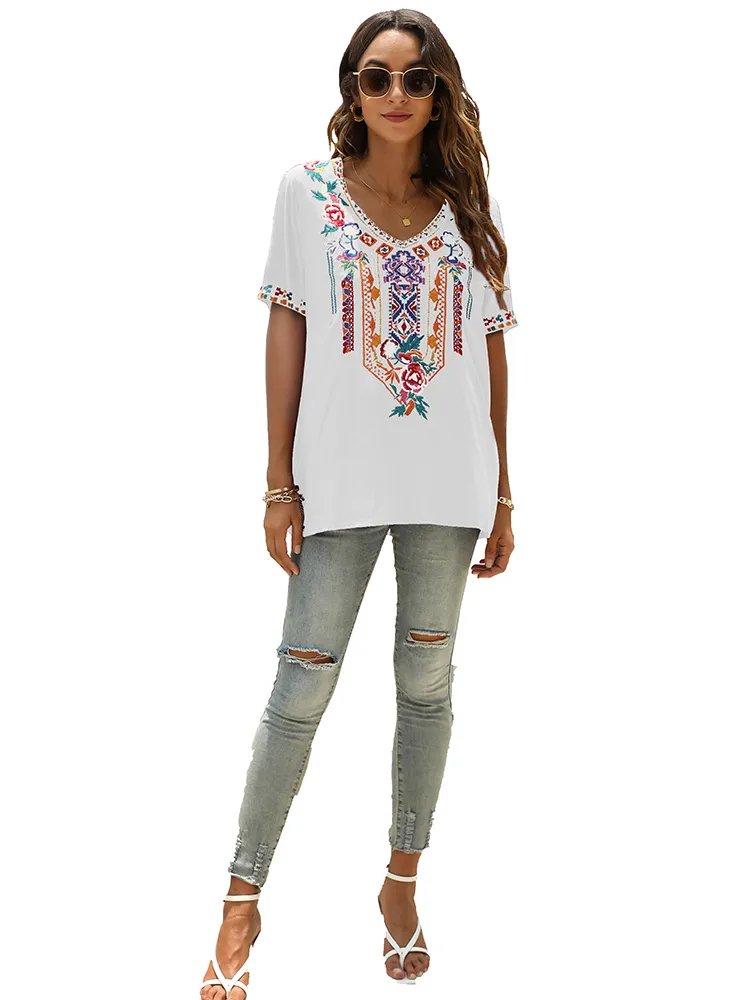 Stilla | Bluse Slim Mexicansk Broderet